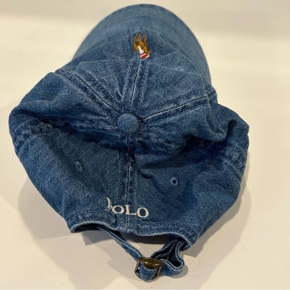 Rare Polo by Ralph Lauren Denim Indigo Blue Baseball Cap Hat Men’s & Woman’s - Picture 3 of 6